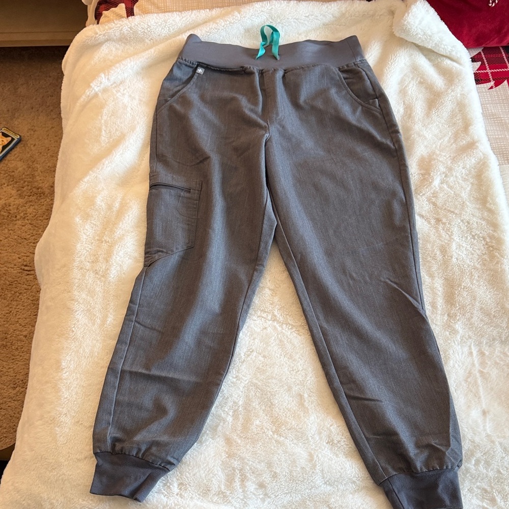 Figs Gray Jogger Pants with Teal Accent